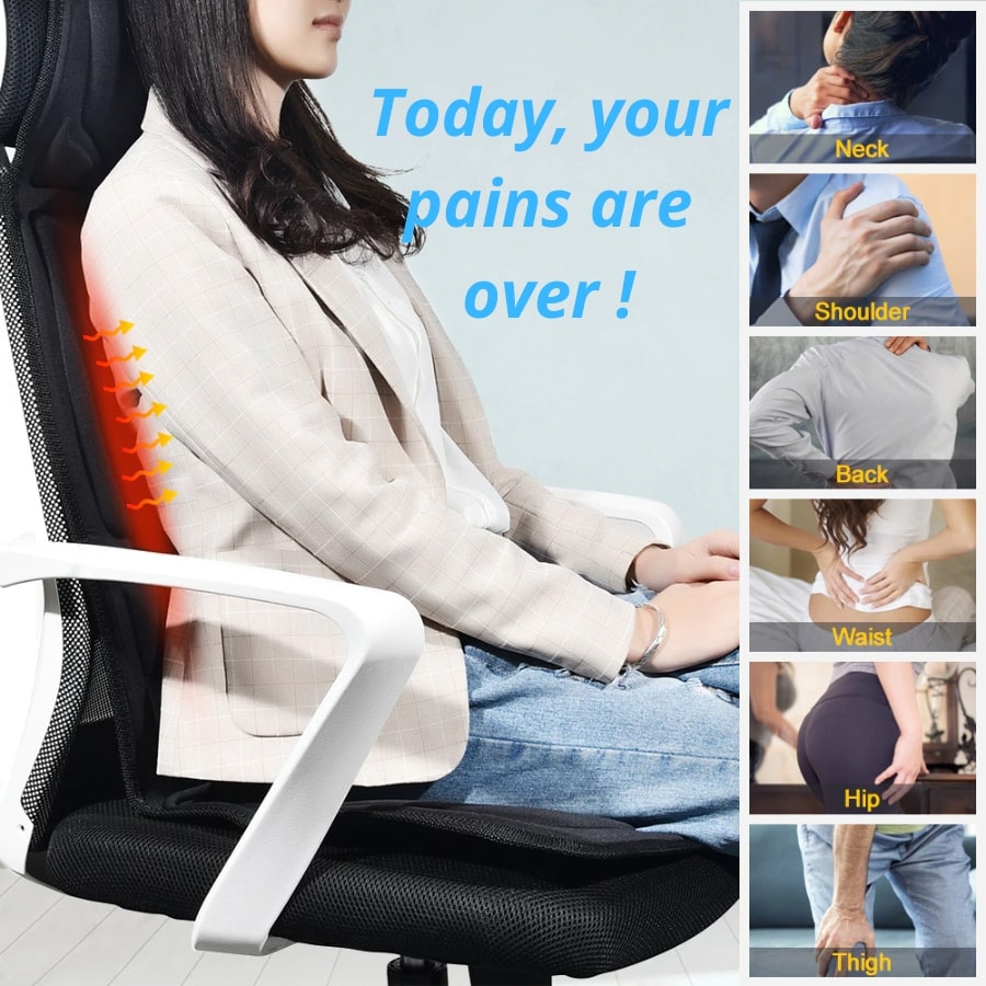 BDV Electric Massage Chair, Pain Relief Massager, Portable Massager, Vibrating and Infrared Massager, Heating Cushion, Seat Cushion for Car, Office, Lumbar Mattress