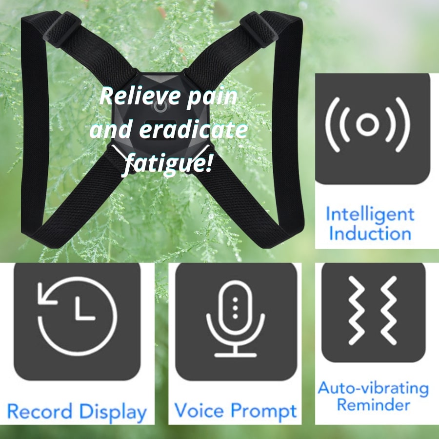 BDV Intelligent Induction Posture Corrector, posture splint for back and shoulders, pain relief, health care, body posture trainer, adjustable vibrations, Induction, Posture Corrector for adults and children