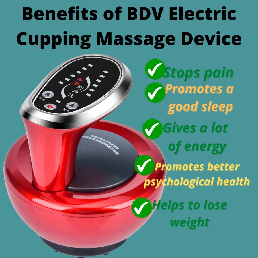 BDV Electric Cupping Massage Device, Vacuum Cupping, Slimming Massager, Fat Burner, Gua Sha, Meridian Therapy, Physiotherapy, Scraping Device, Negative Pressure