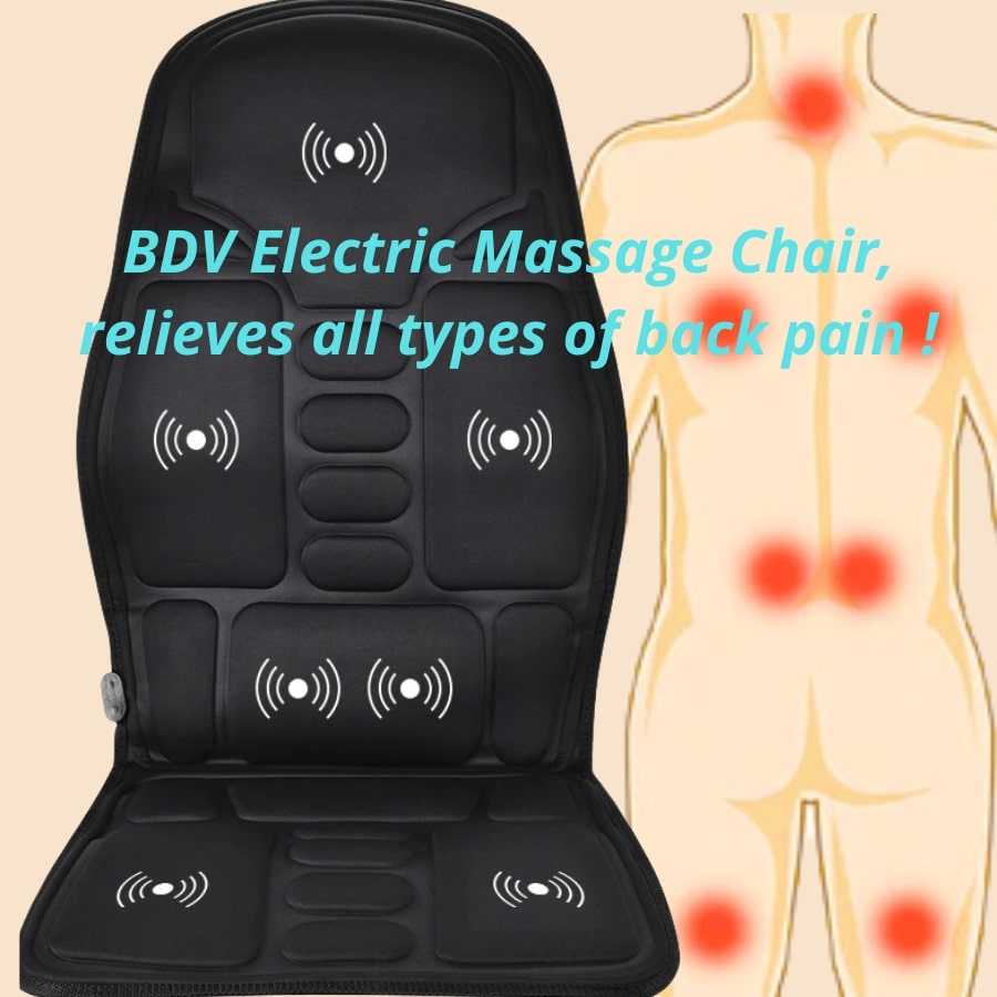 BDV Electric Massage Chair, Pain Relief Massager, Portable Massager, Vibrating and Infrared Massager, Heating Cushion, Seat Cushion for Car, Office, Lumbar Mattress